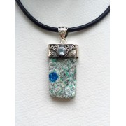 454 collier hommes  azurite, argent sterling
